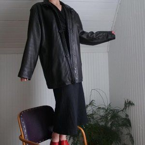 90s vintage longline dark brown leather blazer